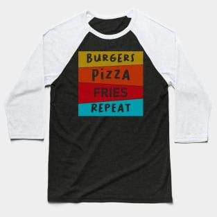 Burger Pizza Fries Baseball T-Shirt